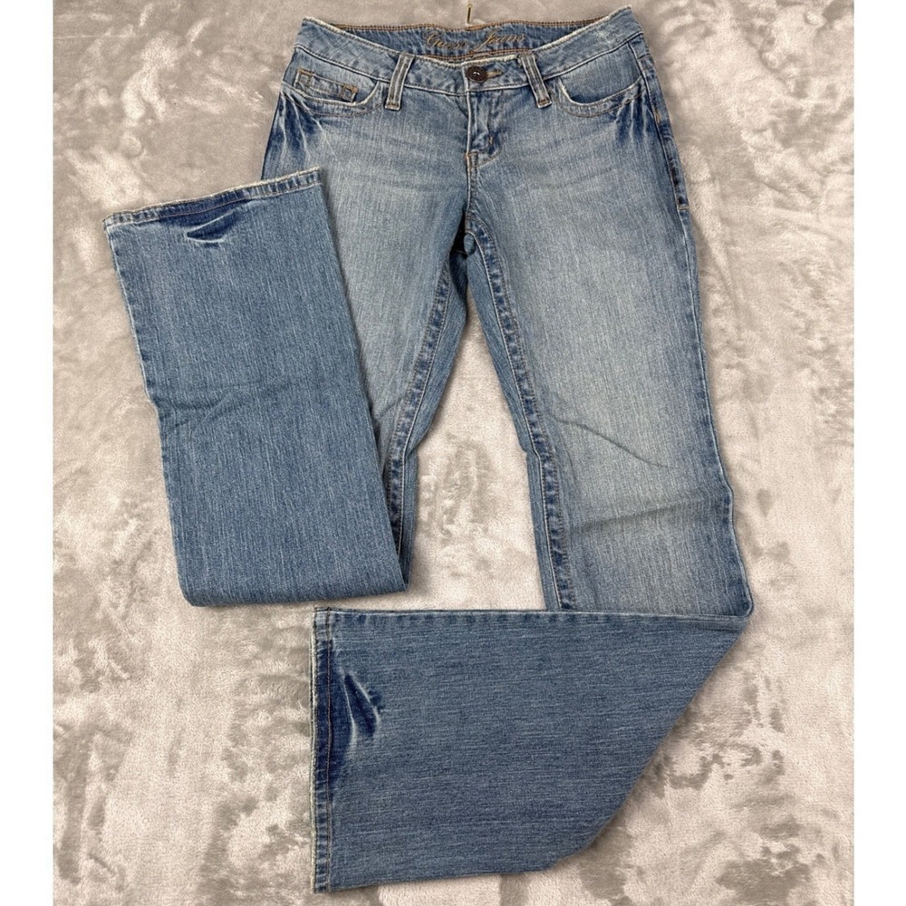 Guess Jeans Womens Low Rise Bootcut Embroidered Filigree Medium Wash Denim 26